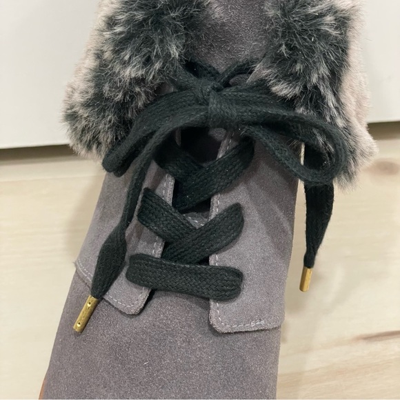 EUC Cole Haan Coralie Waterproof Wedge Bootie. Grey. Faux Fur. Size 6 / 6B - Picture 13 of 15